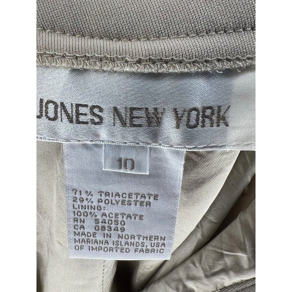 Jones New York dress pants size 10 beige fully lined wide leg zipper USA FLAW - Picture 15 of 16
